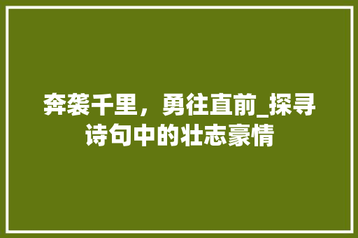 奔袭千里，勇往直前_探寻诗句中的壮志豪情
