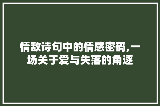 情敌诗句中的情感密码,一场关于爱与失落的角逐