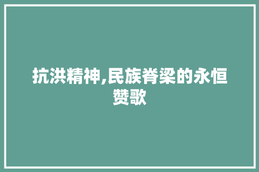 抗洪精神,民族脊梁的永恒赞歌