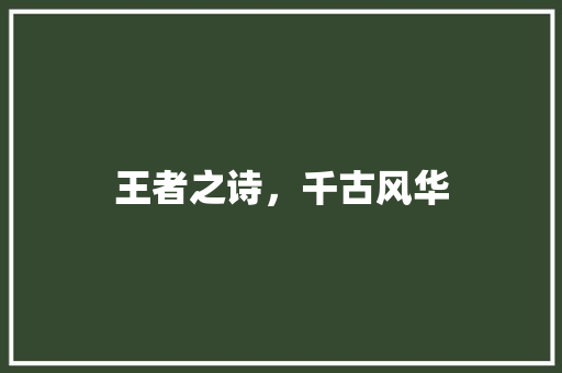 王者之诗，千古风华
