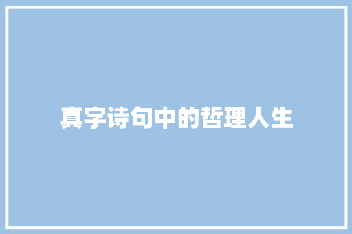 真字诗句中的哲理人生