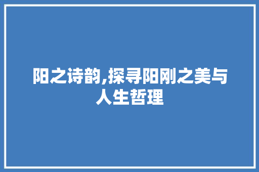 阳之诗韵,探寻阳刚之美与人生哲理