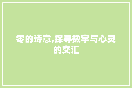 零的诗意,探寻数字与心灵的交汇 问答