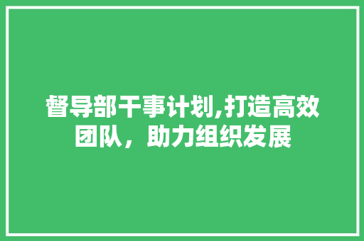 督导部干事计划,打造高效团队，助力组织发展