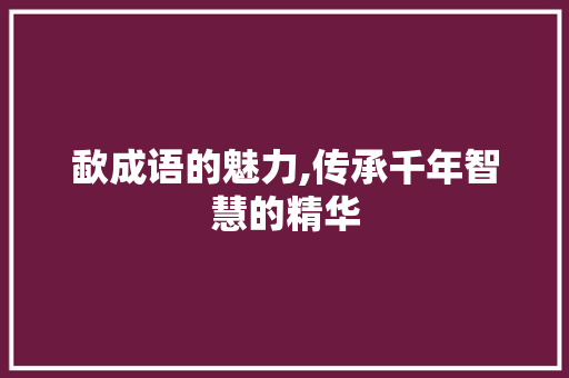 歃成语的魅力,传承千年智慧的精华
