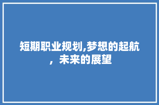 短期职业规划,梦想的起航，未来的展望