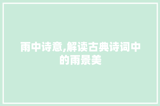 雨中诗意,解读古典诗词中的雨景美 汉字拼音