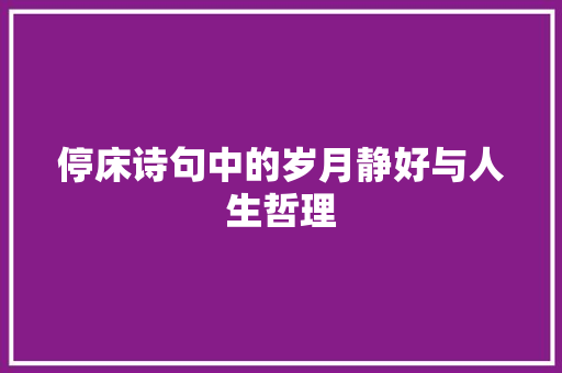停床诗句中的岁月静好与人生哲理 反义词汇