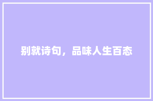 别就诗句，品味人生百态 汉字拼音