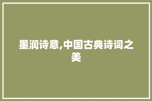 墨润诗意,中国古典诗词之美