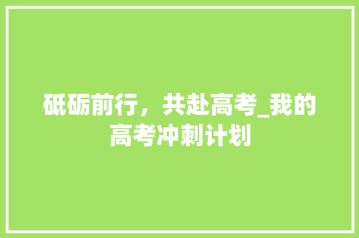 砥砺前行，共赴高考_我的高考冲刺计划