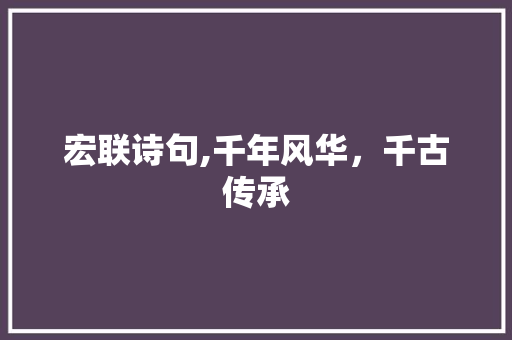 宏联诗句,千年风华，千古传承 古代典籍
