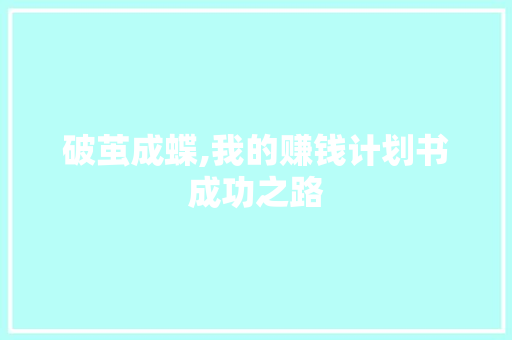 破茧成蝶,我的赚钱计划书成功之路