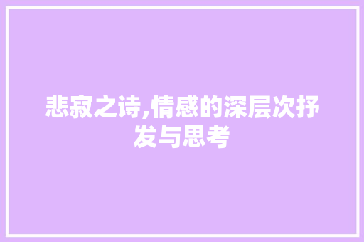 悲寂之诗,情感的深层次抒发与思考 近义词汇