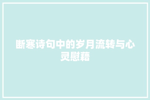 断寒诗句中的岁月流转与心灵慰藉