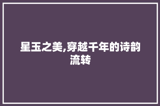 星玉之美,穿越千年的诗韵流转