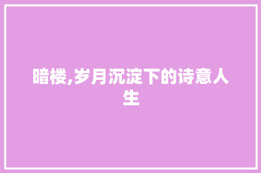 暗楼,岁月沉淀下的诗意人生 问答