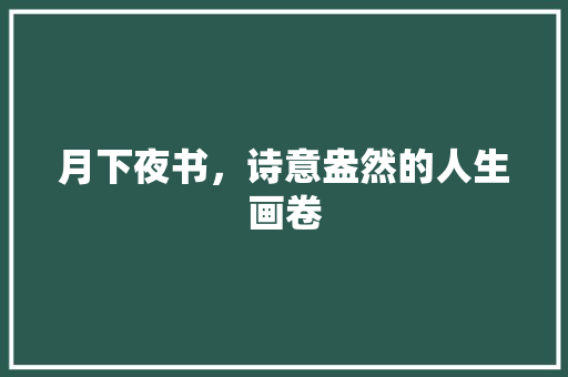 月下夜书，诗意盎然的人生画卷