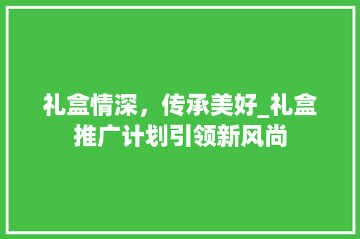 礼盒情深，传承美好_礼盒推广计划引领新风尚