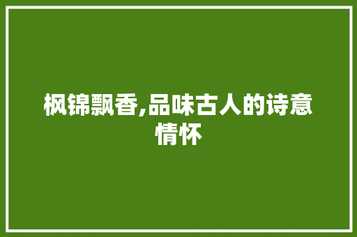 枫锦飘香,品味古人的诗意情怀 近义词汇