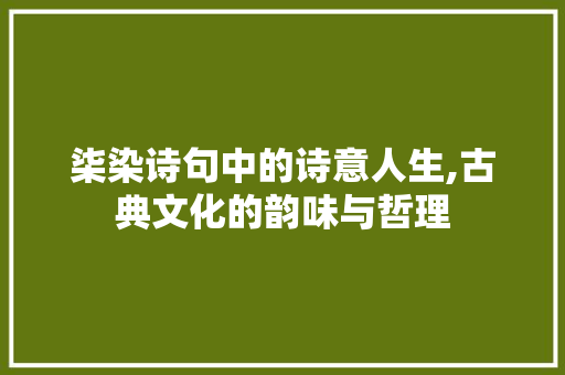柒染诗句中的诗意人生,古典文化的韵味与哲理