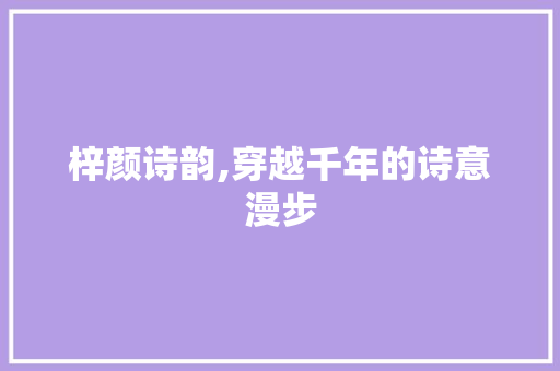 梓颜诗韵,穿越千年的诗意漫步