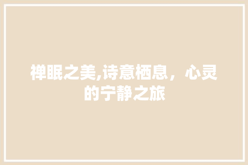 禅眠之美,诗意栖息，心灵的宁静之旅