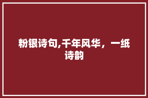 粉银诗句,千年风华，一纸诗韵