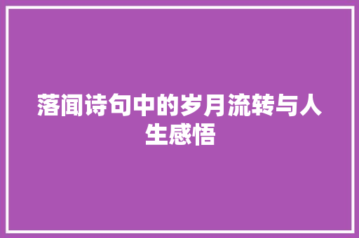 落闻诗句中的岁月流转与人生感悟