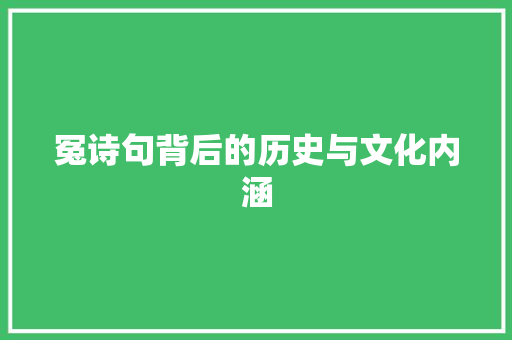 冤诗句背后的历史与文化内涵