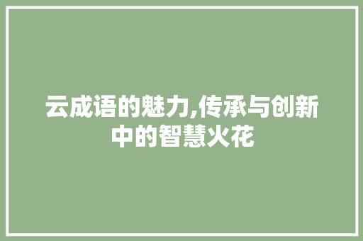 云成语的魅力,传承与创新中的智慧火花
