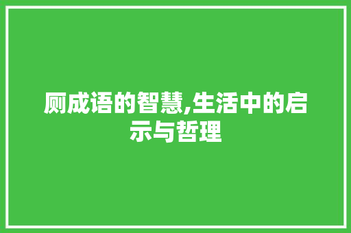 厕成语的智慧,生活中的启示与哲理 古代典籍