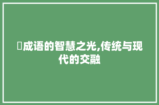 婤成语的智慧之光,传统与现代的交融 近义词汇