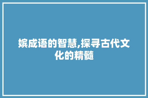 嫔成语的智慧,探寻古代文化的精髓