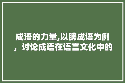 成语的力量,以膀成语为例，讨论成语在语言文化中的独特魅力