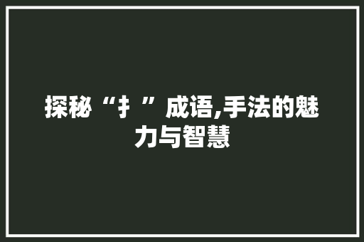 探秘“扌”成语,手法的魅力与智慧