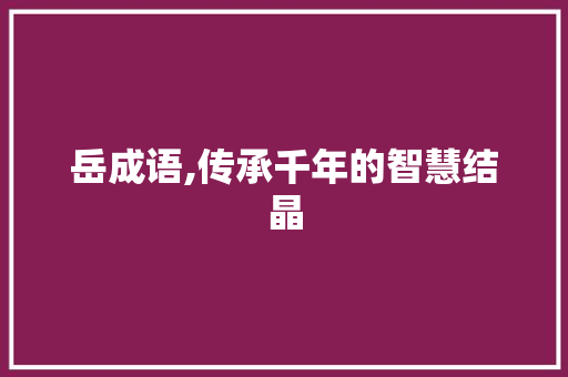 岳成语,传承千年的智慧结晶