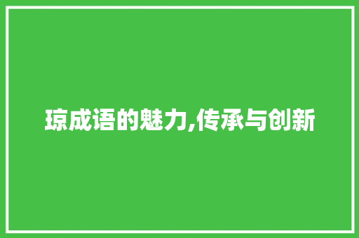 琼成语的魅力,传承与创新