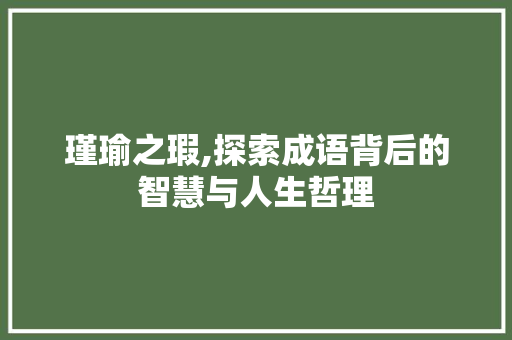 瑾瑜之瑕,探索成语背后的智慧与人生哲理