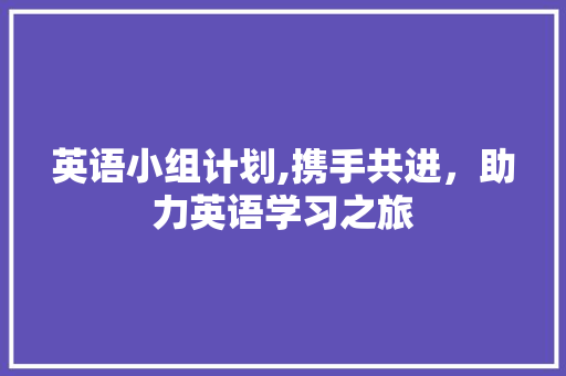 英语小组计划,携手共进，助力英语学习之旅