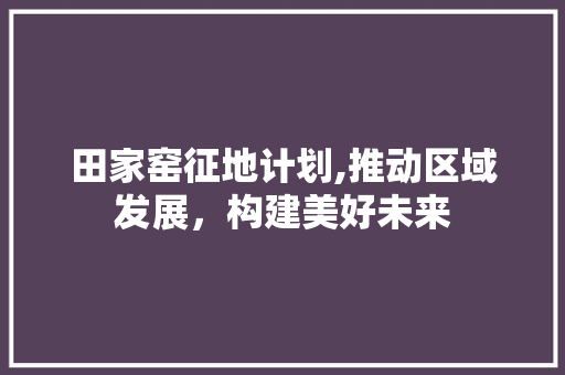 田家窑征地计划,推动区域发展，构建美好未来