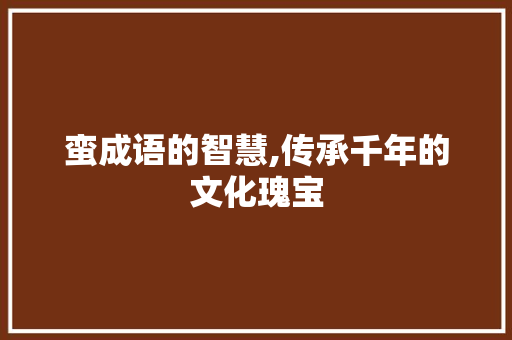 蛮成语的智慧,传承千年的文化瑰宝 英语单词