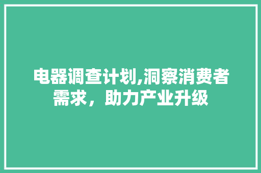 电器调查计划,洞察消费者需求，助力产业升级
