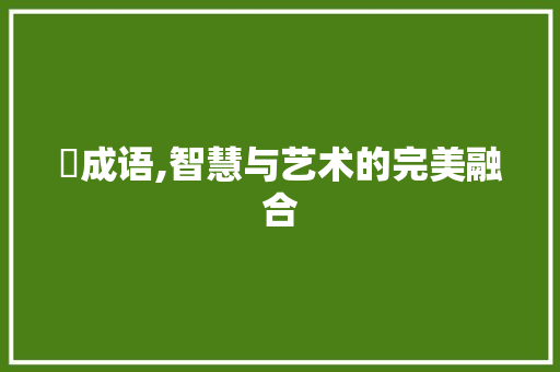 賈成语,智慧与艺术的完美融合