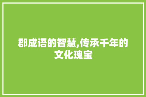 郡成语的智慧,传承千年的文化瑰宝 反义词汇