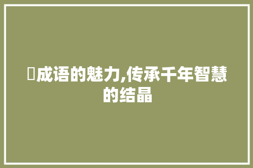 铻成语的魅力,传承千年智慧的结晶 成语汇编