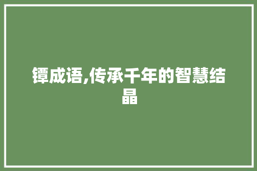 镡成语,传承千年的智慧结晶 汉字拼音