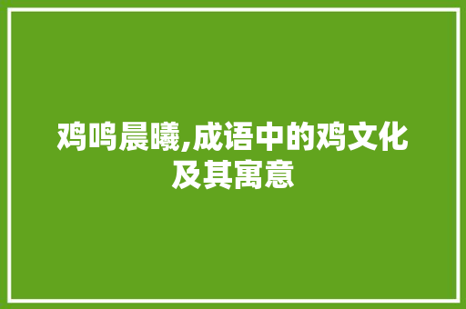 鸡鸣晨曦,成语中的鸡文化及其寓意