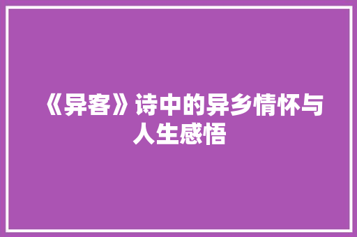 《异客》诗中的异乡情怀与人生感悟