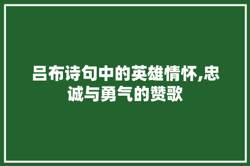 吕布诗句中的英雄情怀,忠诚与勇气的赞歌